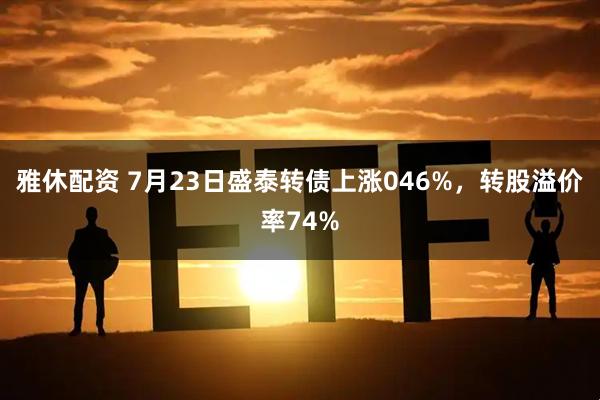 雅休配资 7月23日盛泰转债上涨046%，转股溢价率74%